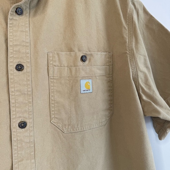 Carhartt Rugged Flex Men Shirt Short Sleeve Relaxed Fit Midweight Khaki Size XXL - Picture 8 of 14